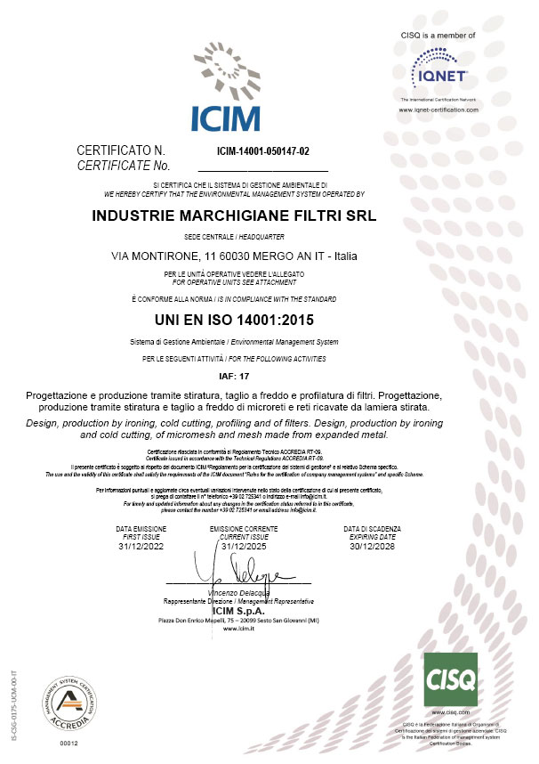 Certificato ISO 14001-2015